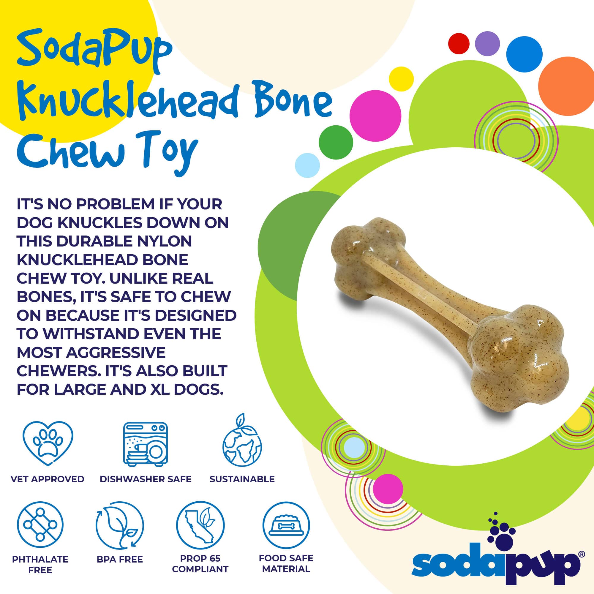 Knuckle Bone Nylon Dog Chew Toy for Aggressive Chewers | Made in USA