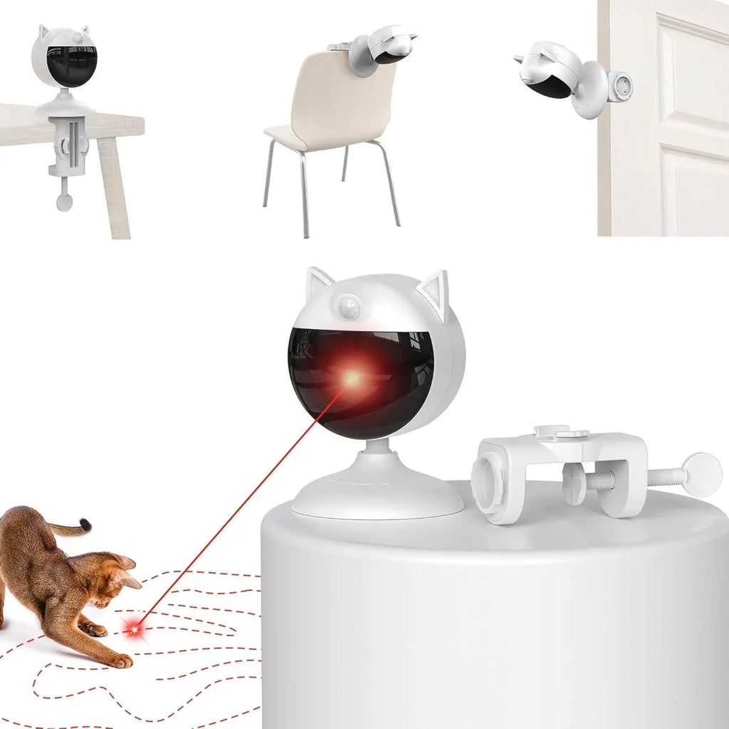 Smart Motion-Activated Cat Laser Toy, Rechargeable Clamp-On Interactive Toy